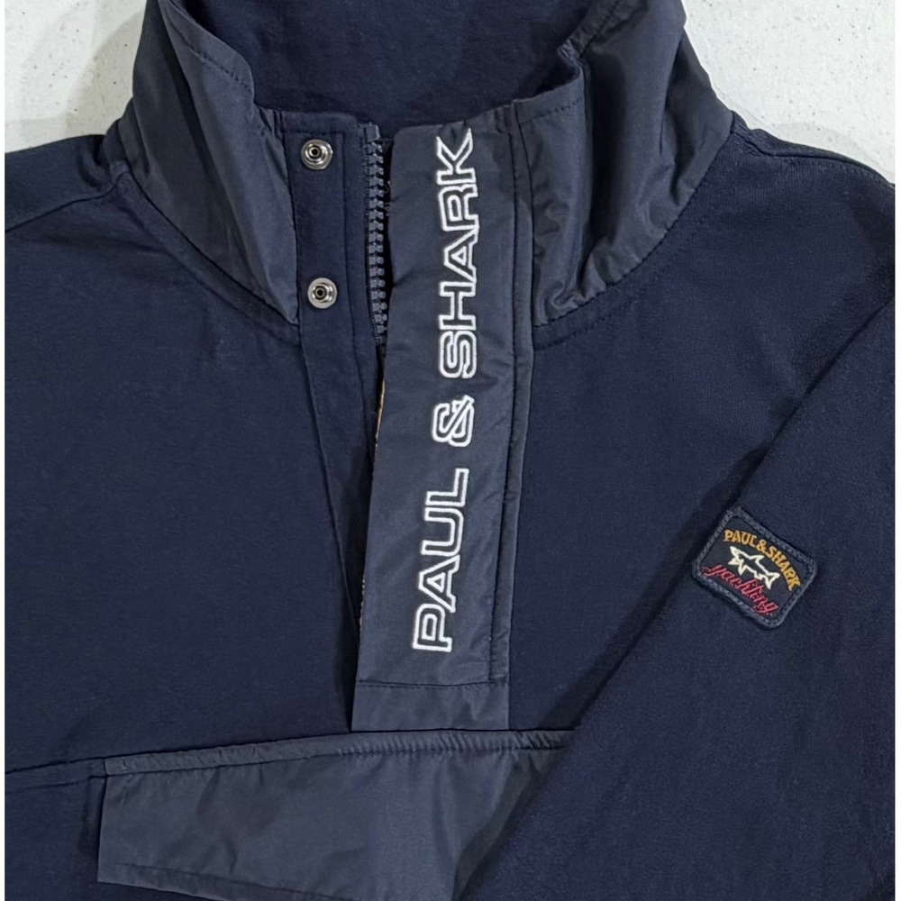 Paul‎ & Shark Yachting Pullover Sweatshirt Large Navy 1/4 Zip Italy Spell Out